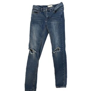Free People Dark Blue Ripped Skinny Jeans
